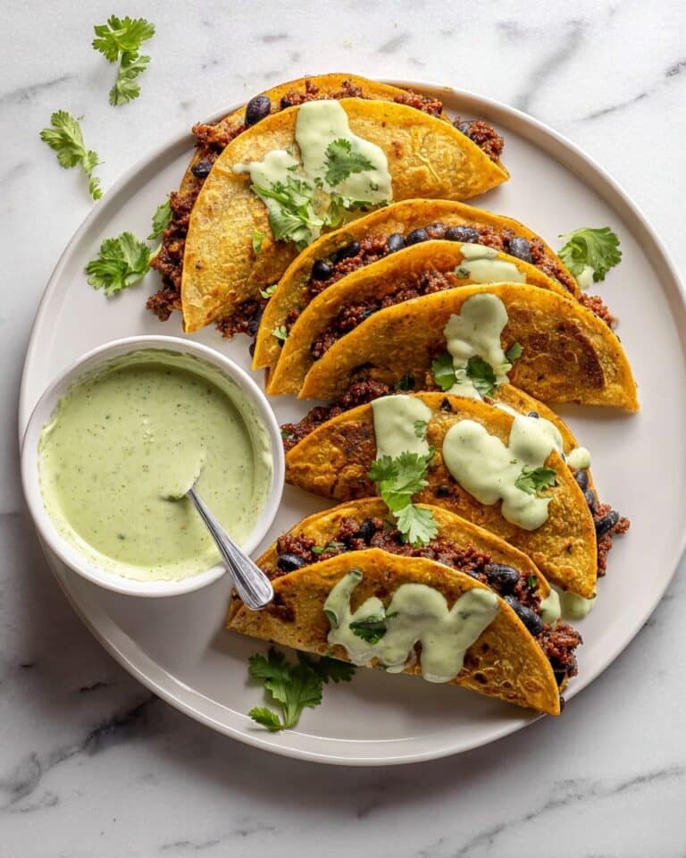 Crispy Baked Ground Turkey Tacos with Avocado Sauce Recipe
