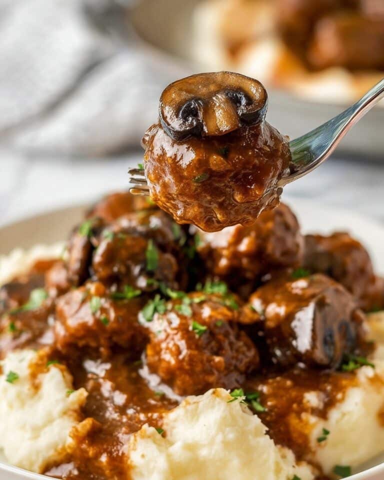 Salisbury Steak Meatballs in the Slow Cooker Recipe