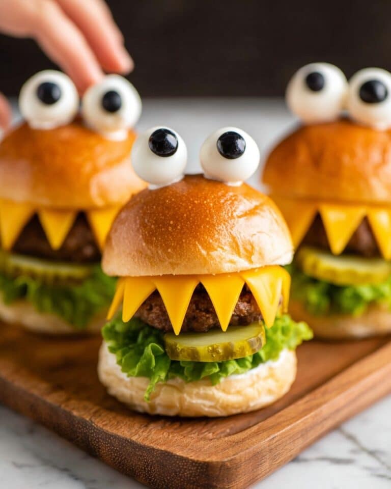Monster Face Burgers with Olives, Mozzarella, and Tomato Recipe