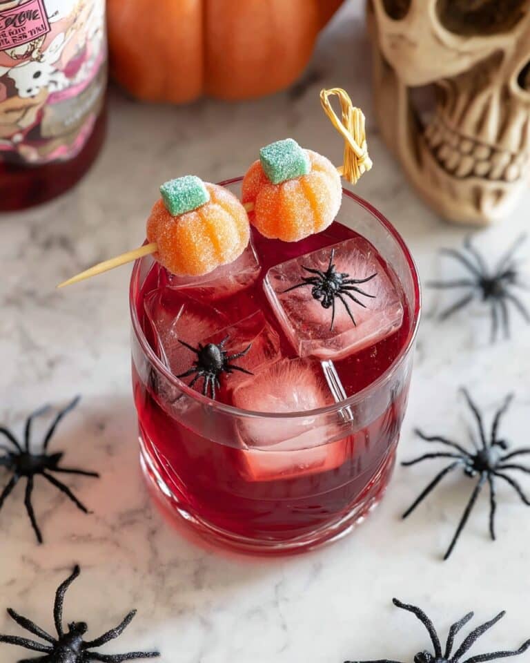 Halloween Mocktail with Orange Beet Juice and Spooky Garnishes Recipe
