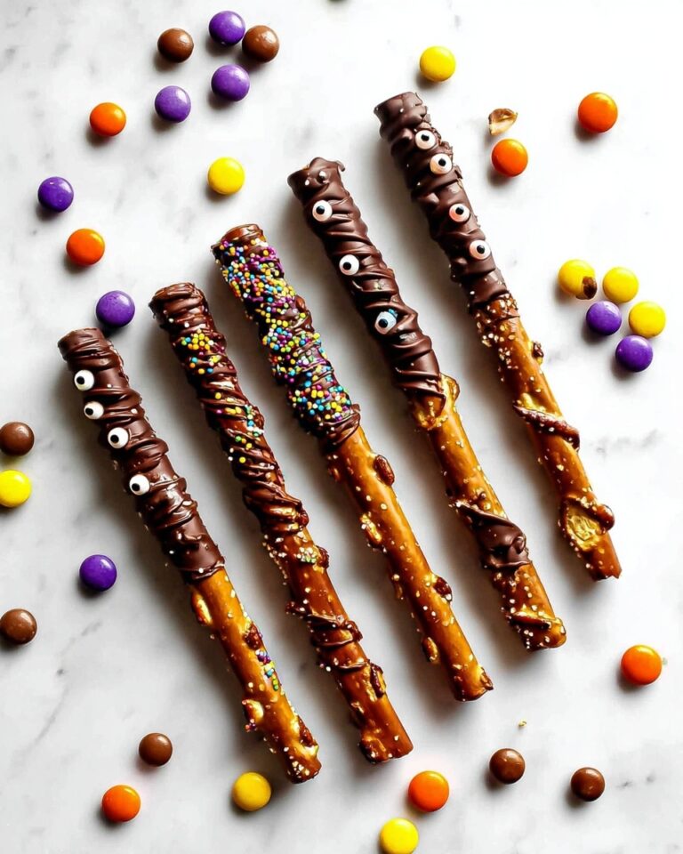 Chocolate Covered Pretzel Rods with Candy Toppings Recipe