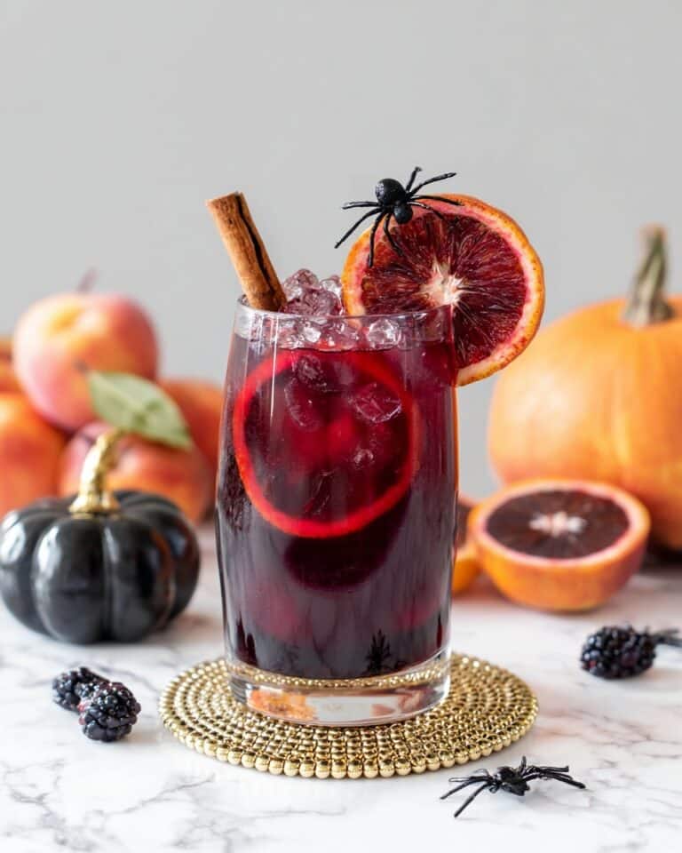 Halloween Mocktail Sangria with Fruit and Spices Recipe