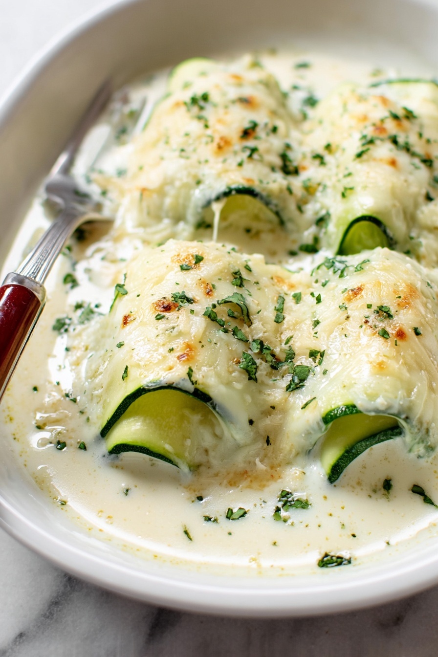 Chicken Alfredo Zucchini Roll-Ups Recipe - Serving Suggestion