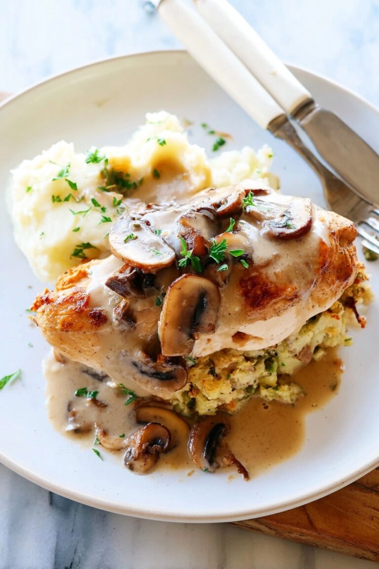 Stuffed Chicken Marsala with Mushrooms and Cheese Recipe