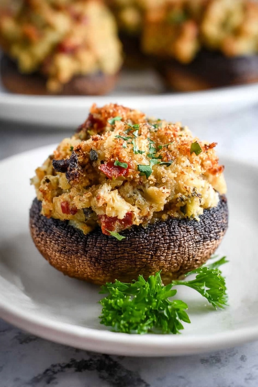 Crab Stuffed Portobello Mushrooms Recipe - Serving Suggestion