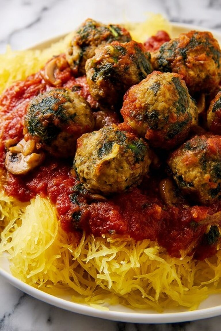 Chicken Florentine Meatballs with Spaghetti Squash Recipe