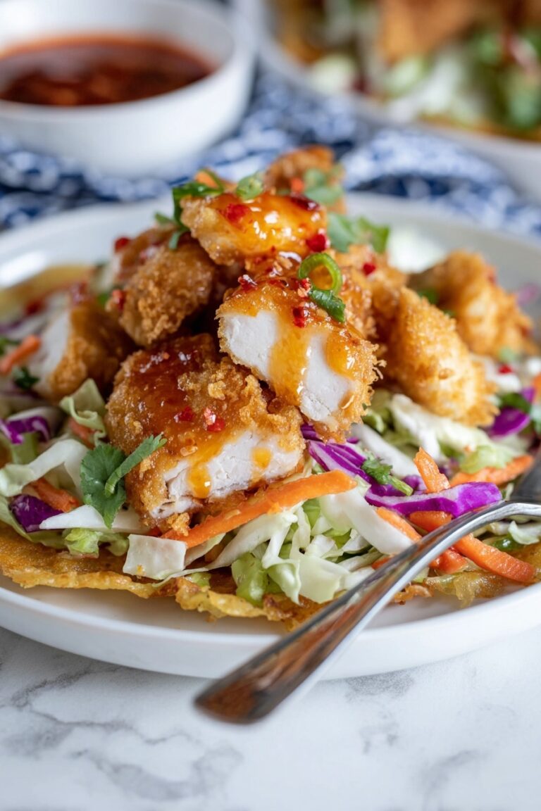 Crispy Asian Chicken Salad on Egg Roll Base Recipe