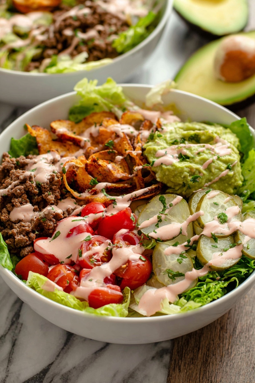 Loaded Burger Bowl with Special Sauce Recipe - Serving Suggestion
