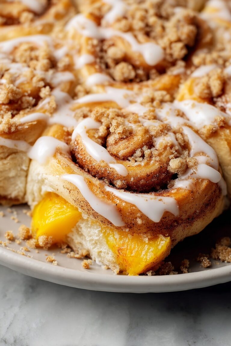 Peach Cinnamon Rolls with Cream Cheese Frosting Recipe