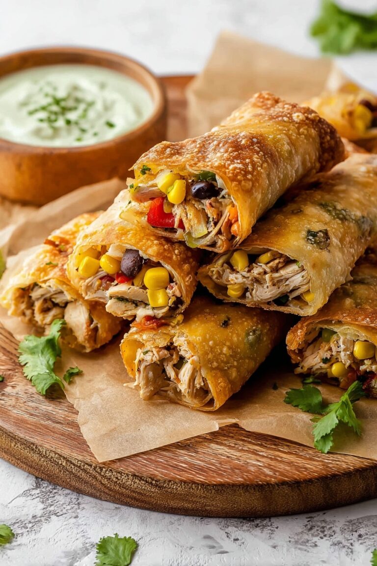 Southwest Chicken Egg Rolls with Avocado Ranch Recipe